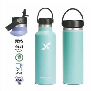 Insulated Water Bottle - 17Oz / 25Oz / 34Oz - Standard Mouth FlipFlow Flask - BPA Free, Leak Proof